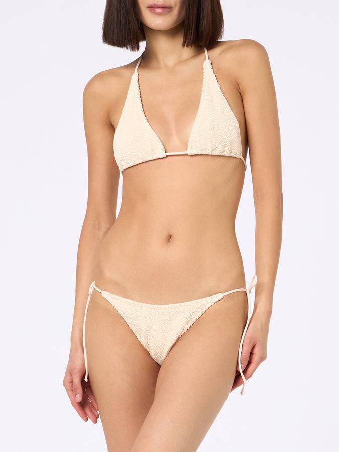 Mc2 Saint Barth Woman Cream Crinkle Triangle Bikini Guiana Marielle