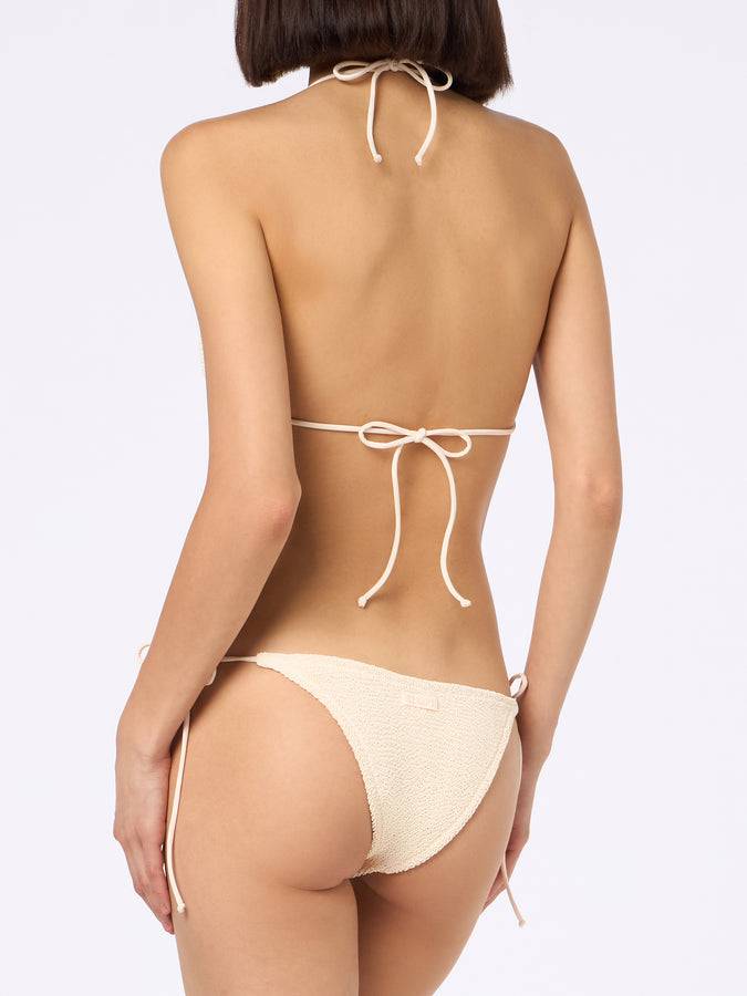 Mc2 Saint Barth Woman Cream Crinkle Triangle Bikini Guiana Marielle