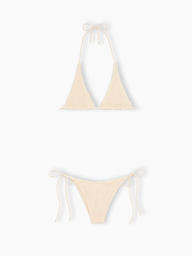 Mc2 Saint Barth Woman Cream Crinkle Triangle Bikini Guiana Marielle