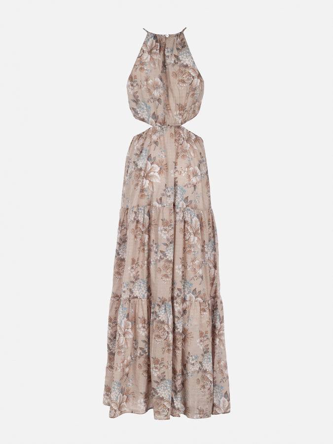 Mc2 Saint Barth Woman Cut Out Long Dress Kaby With Flower Print