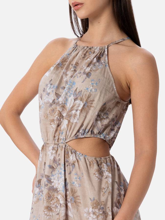 Mc2 Saint Barth Woman Cut Out Long Dress Kaby With Flower Print