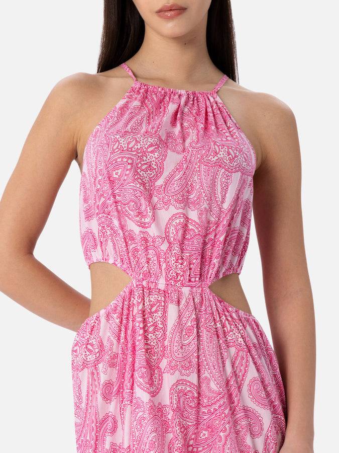 Mc2 Saint Barth Woman Cut Out Long Dress Kaby With Paisley Print