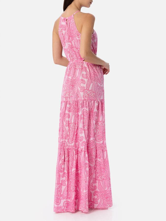 Mc2 Saint Barth Woman Cut Out Long Dress Kaby With Paisley Print