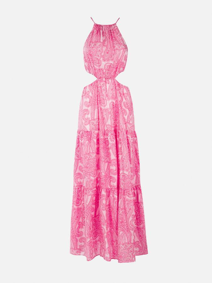 Mc2 Saint Barth Woman Cut Out Long Dress Kaby With Paisley Print