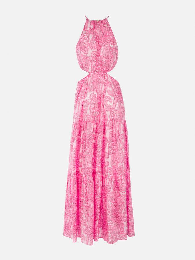 Mc2 Saint Barth Woman Cut Out Long Dress Kaby With Paisley Print