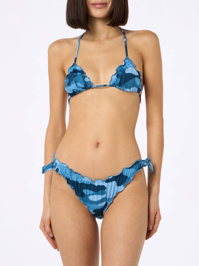 Mc2 Saint Barth Woman Denim Camouflage Triangle Classic Bikini Sarius