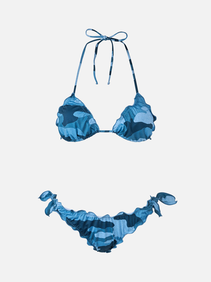 Mc2 Saint Barth Woman Denim Camouflage Triangle Classic Bikini Sarius
