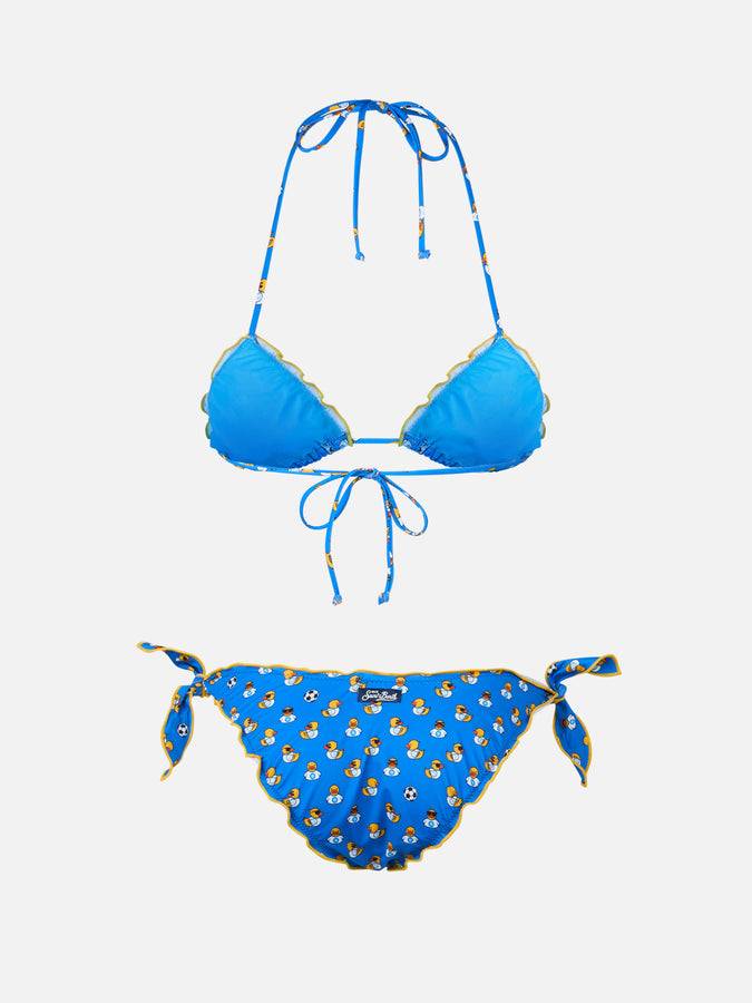 Mc2 Saint Barth Woman Ducky Napoli Print Triangle Classic Bikini Sarius | SSC NAPOLI SPECIAL EDITION