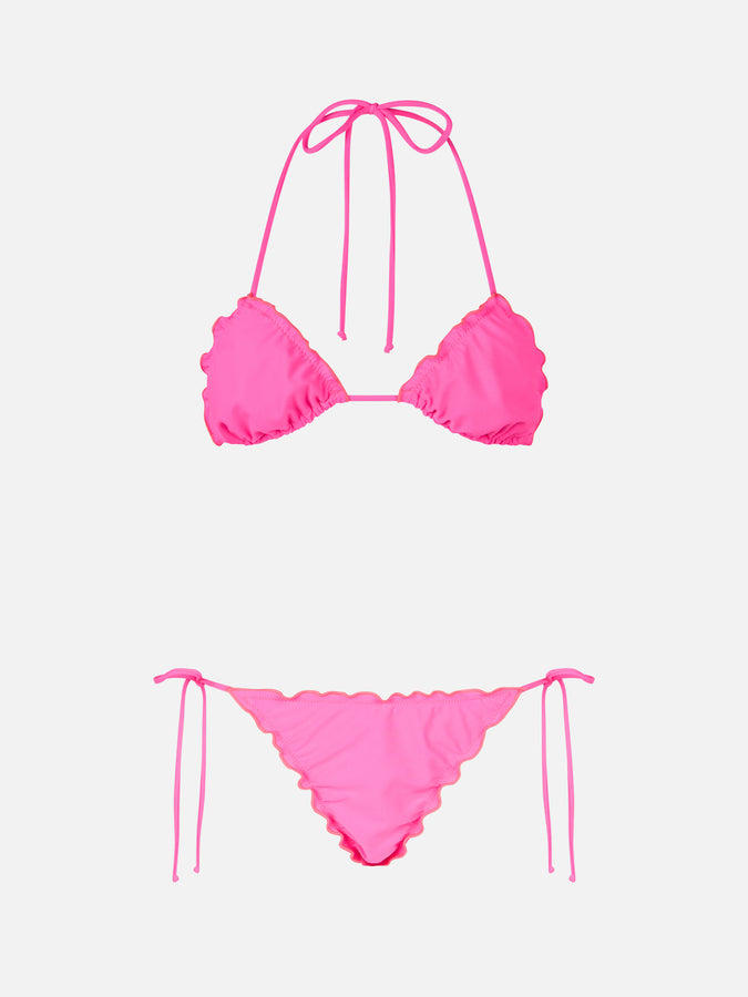Mc2 Saint Barth Woman Fluo Pink Classic Triangle Bikini Sagittarius Miami