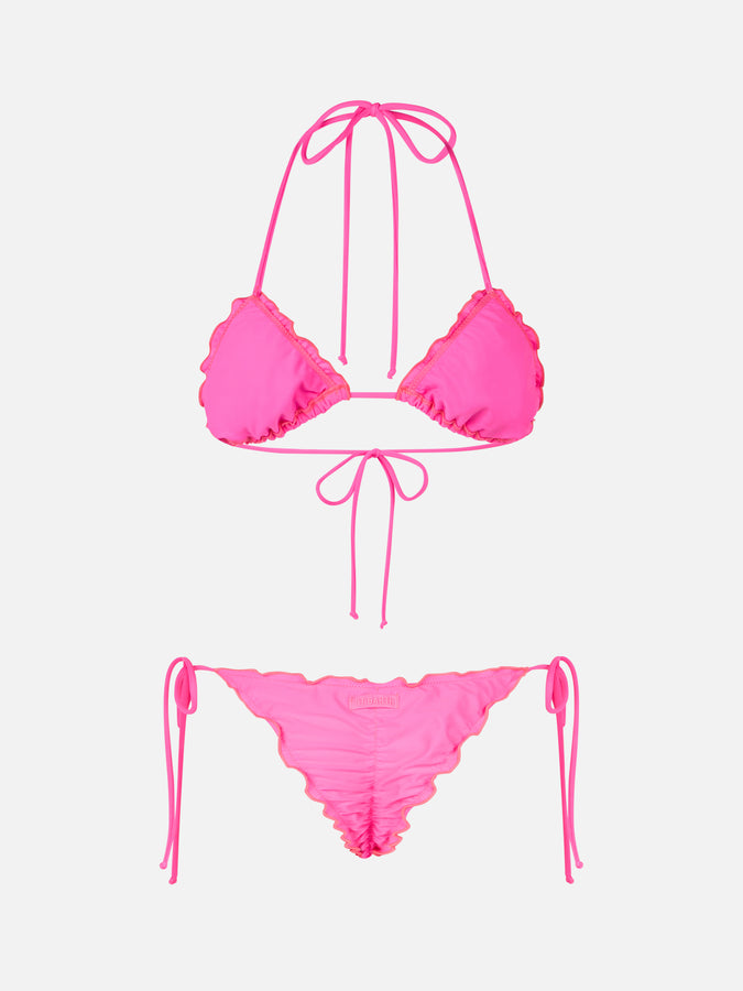 Mc2 Saint Barth Woman Fluo Pink Classic Triangle Bikini Sagittarius Miami