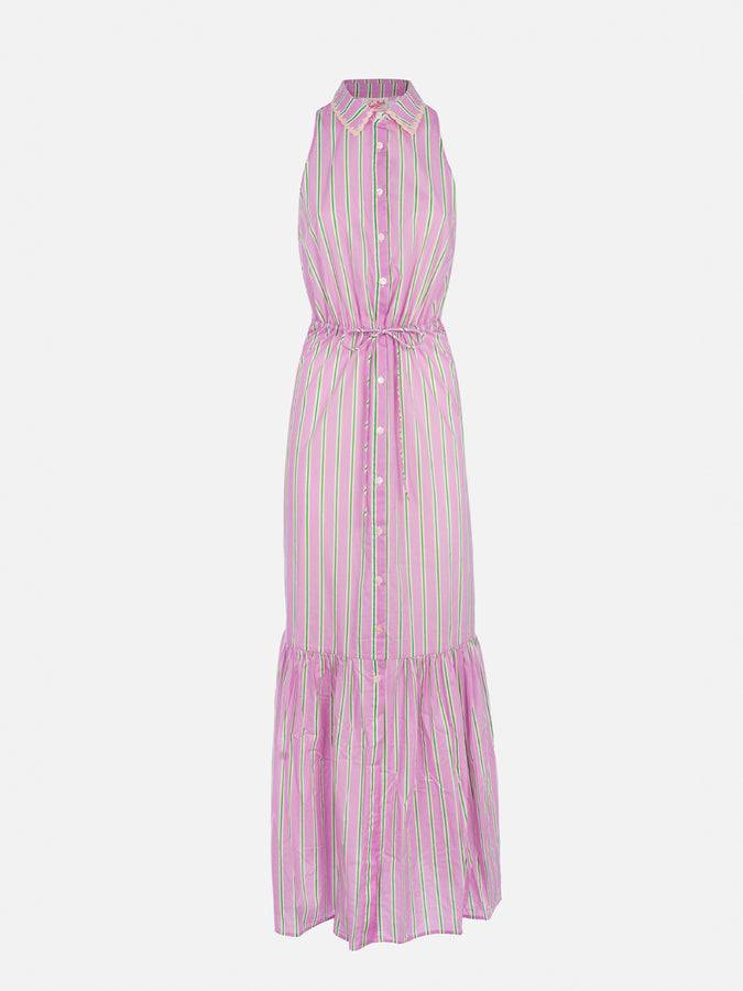 Mc2 Saint Barth Woman Halterneck Dress With Striped Print