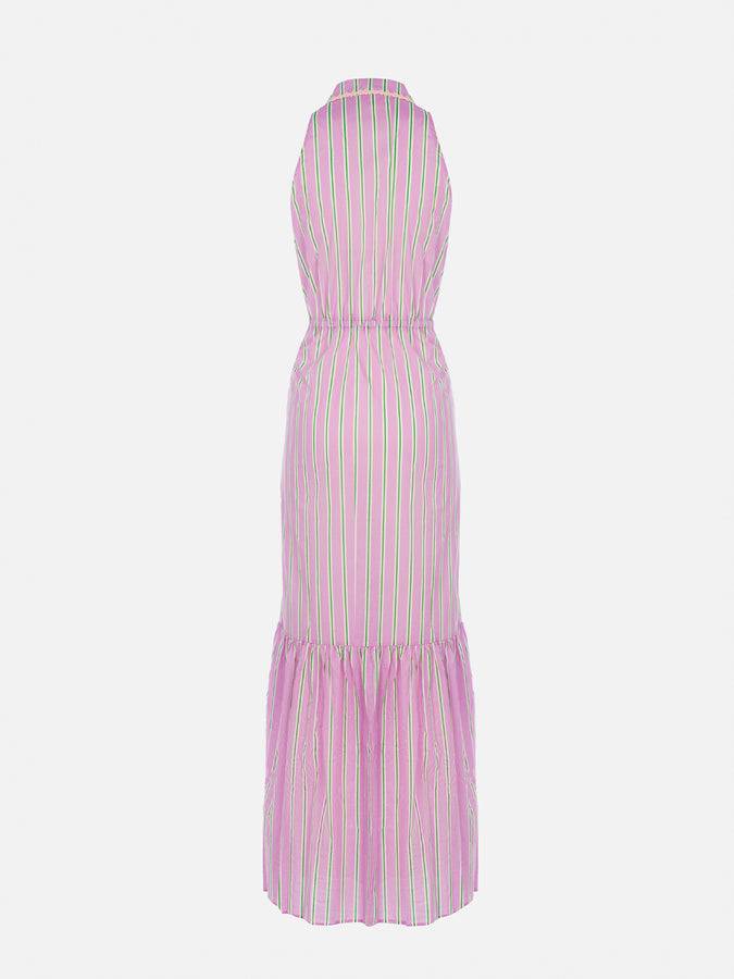 Mc2 Saint Barth Woman Halterneck Dress With Striped Print