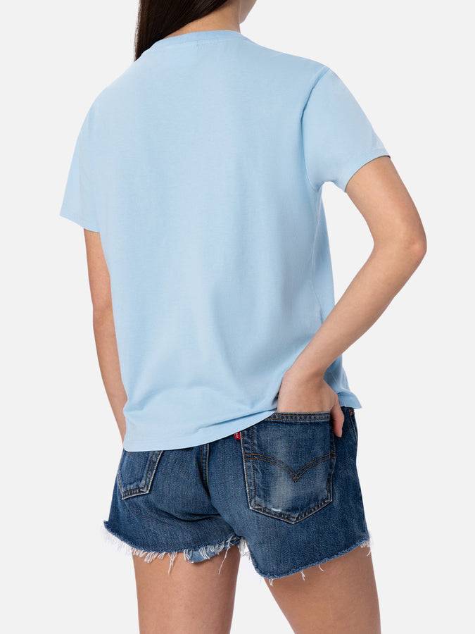 Mc2 Saint Barth Woman Light Blue Cotton Jersey Crewneck T-shirt Emilie