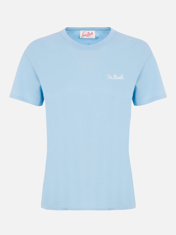 Mc2 Saint Barth Woman Light Blue Cotton Jersey Crewneck T-shirt Emilie
