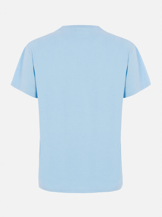 Mc2 Saint Barth Woman Light Blue Cotton Jersey Crewneck T-shirt Emilie