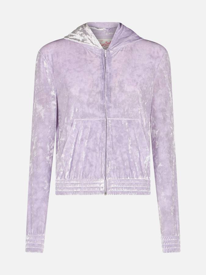 Mc2 Saint Barth Woman Lilac Chenille Zipped Hoodie Jasmine