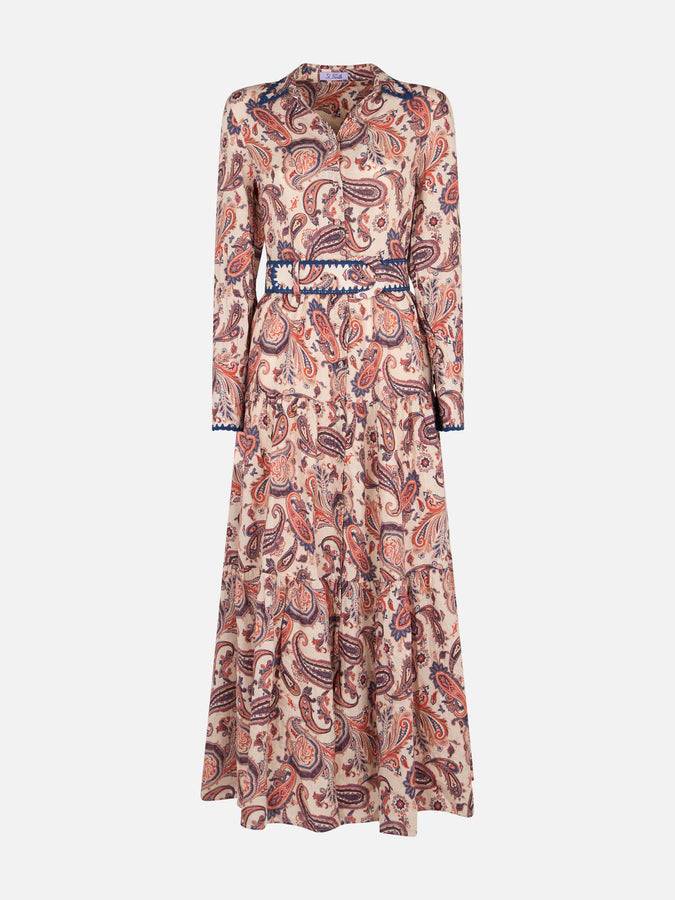 Mc2 Saint Barth Woman Linen Dress Marbella With Paisley Print