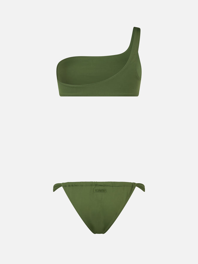 Mc2 Saint Barth Woman Military Green One Shoulder Bralette Bikini Celestine Noelle