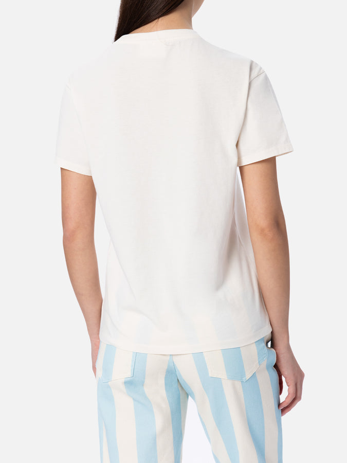 Mc2 Saint Barth Woman Off-white Cotton Jersey Crewneck T-shirt Emilie