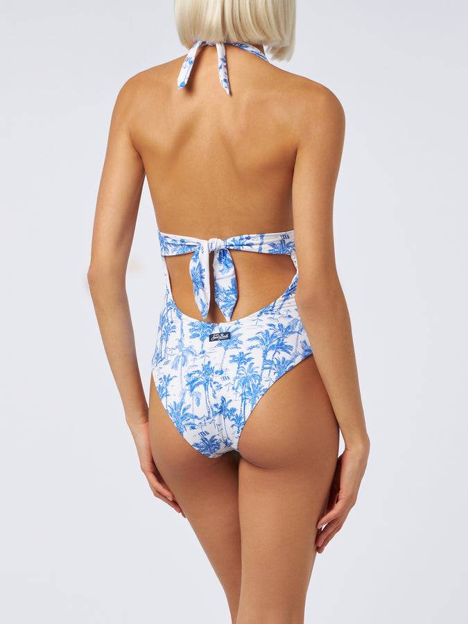 Mc2 Saint Barth Woman One-piece Marylin Swimsuit With Toile De Jouy Print