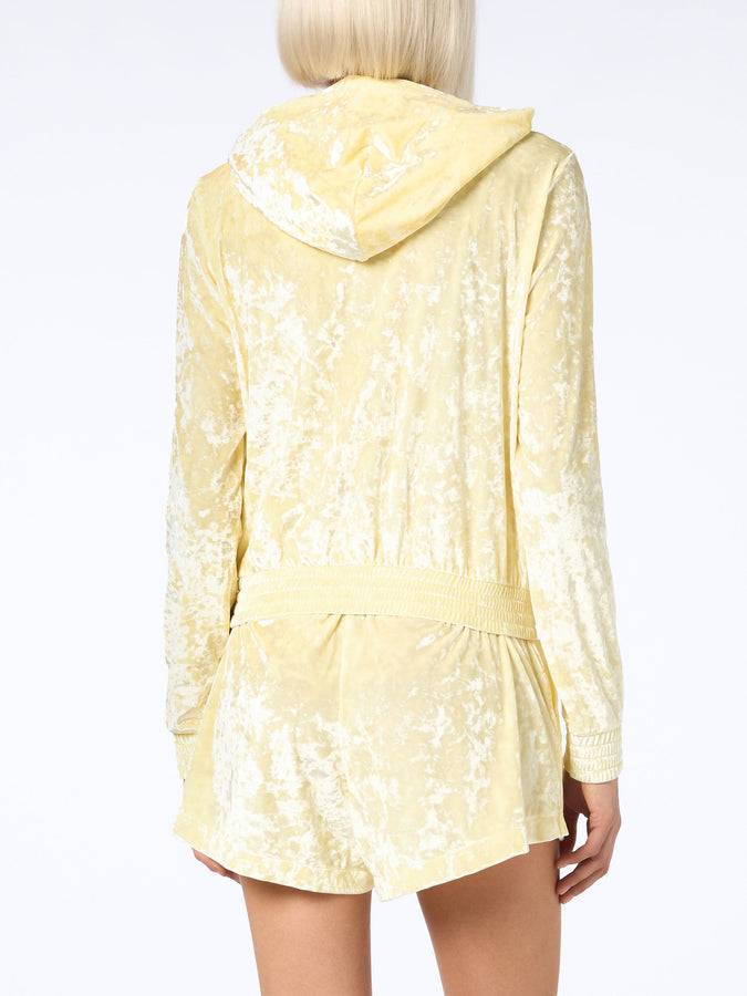 Mc2 Saint Barth Woman Pale Yellow Chenille Zipped Hoodie Jasmine