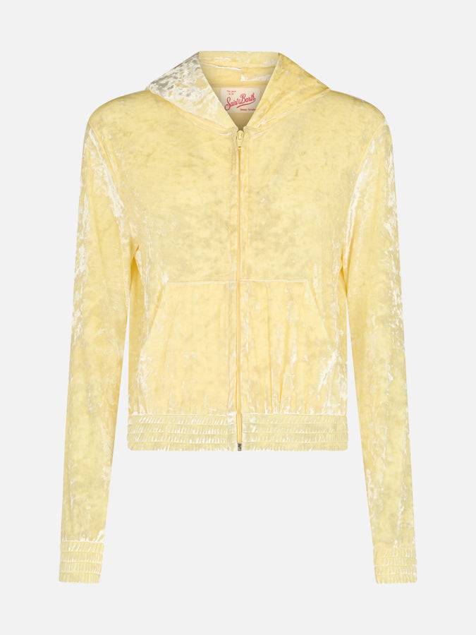 Mc2 Saint Barth Woman Pale Yellow Chenille Zipped Hoodie Jasmine