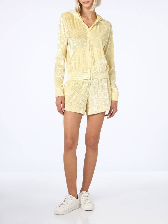 Mc2 Saint Barth Woman Pale Yellow Chenille Zipped Hoodie Jasmine