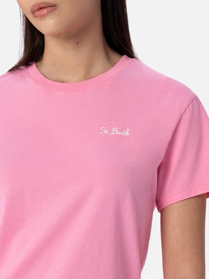Mc2 Saint Barth Woman Pink Cotton Jersey Crewneck T-shirt Emilie