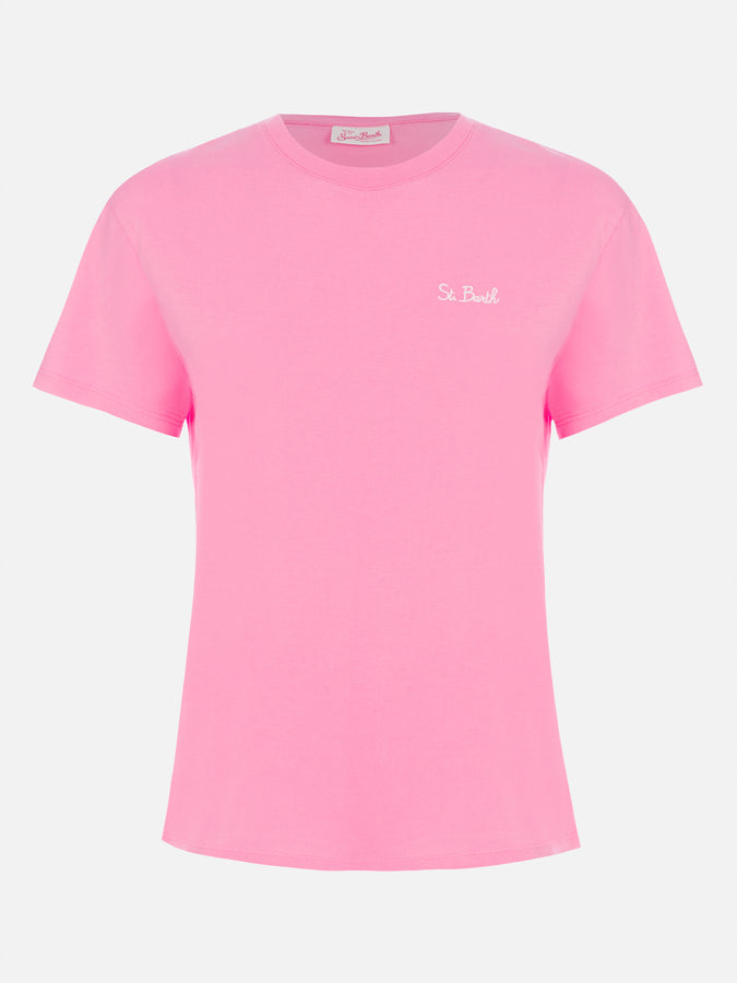 Mc2 Saint Barth Woman Pink Cotton Jersey Crewneck T-shirt Emilie