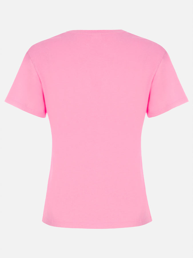 Mc2 Saint Barth Woman Pink Cotton Jersey Crewneck T-shirt Emilie