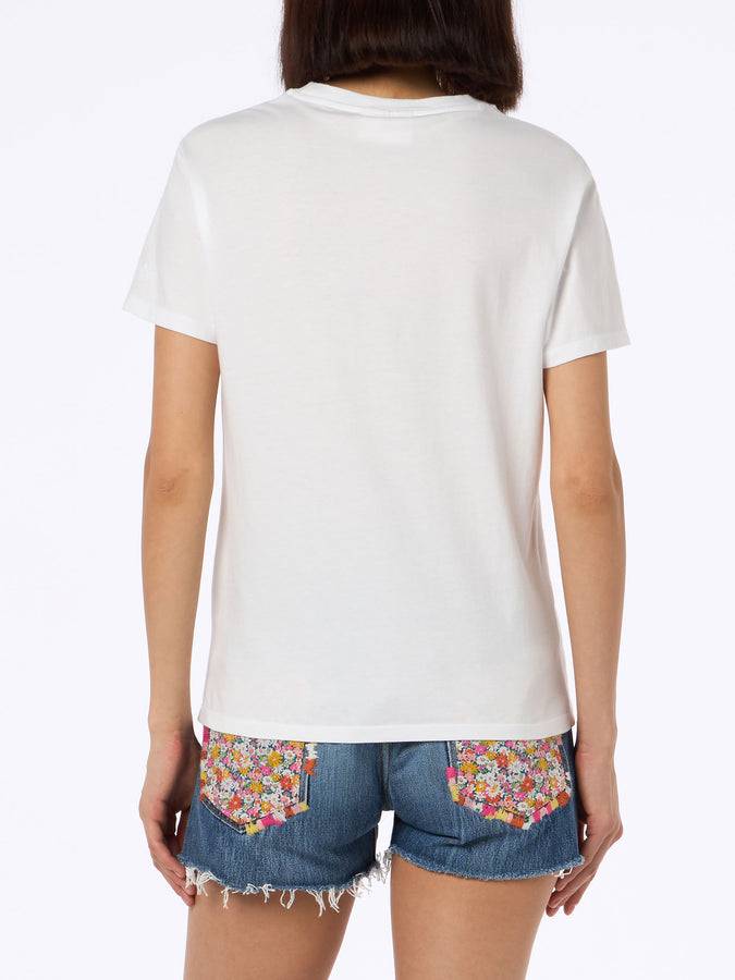 Mc2 Saint Barth Woman Pink Cotton Jersey Crewneck T-shirt Emilie With Snoopy St. Barth Padel Club Embroidery | SNOOPY PEANUTS SPECIAL EDITION
