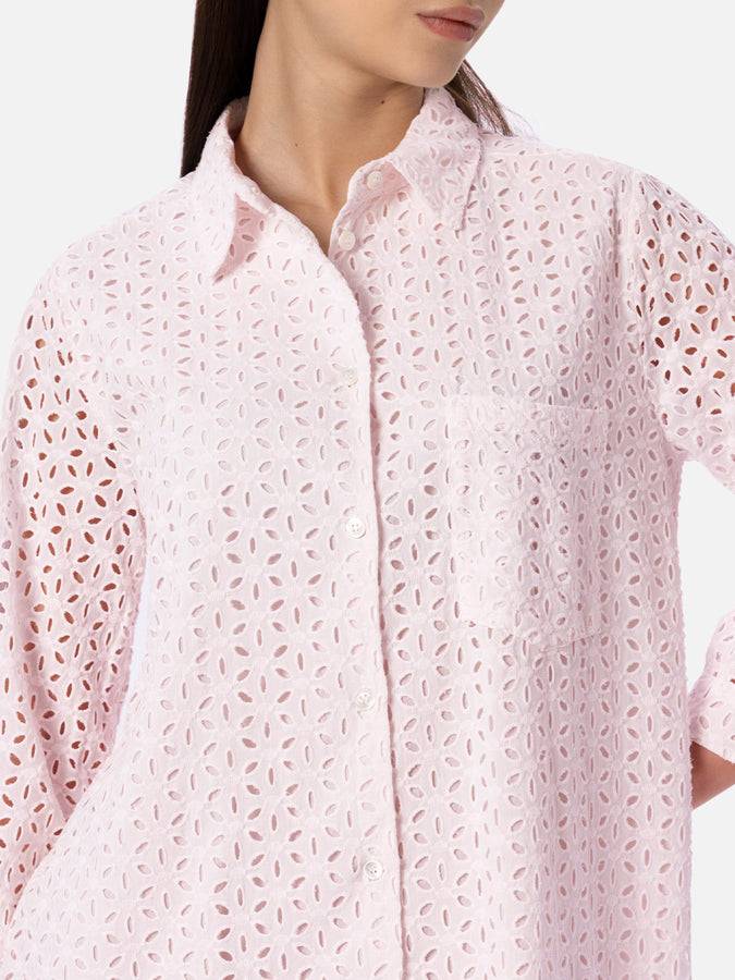 Mc2 Saint Barth Woman Pink Sangallo Shirt Mini Dress
