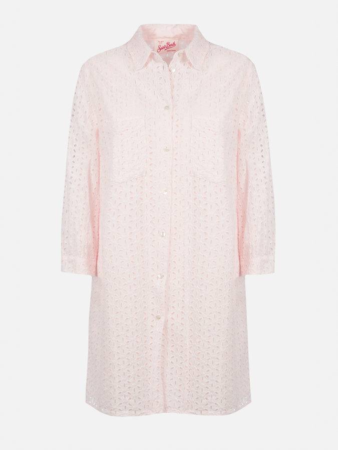 Mc2 Saint Barth Woman Pink Sangallo Shirt Mini Dress
