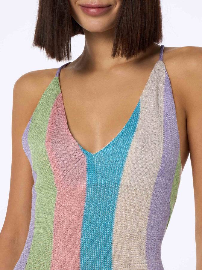 Mc2 Saint Barth Woman Raschel Knit Striped Slip Dress Eydis