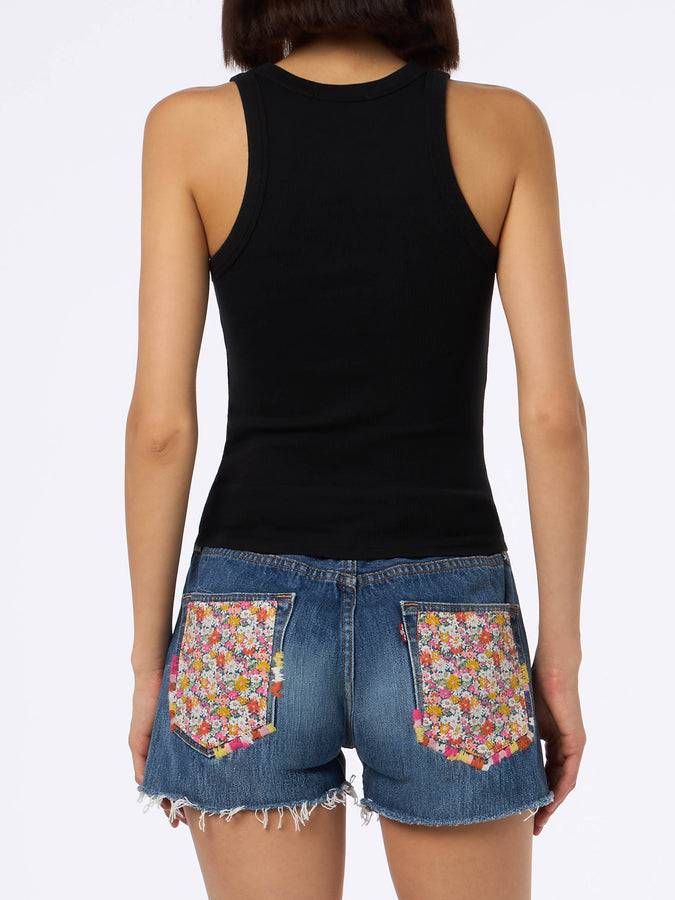 Mc2 Saint Barth Woman Rib-knit Black Cotton Tank Top