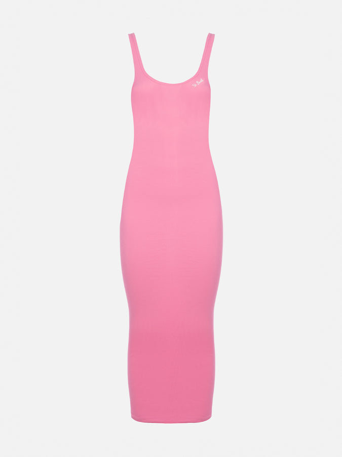 Mc2 Saint Barth Woman Ribbed Pink Cotton Jersey Tank Dress Jennifer
