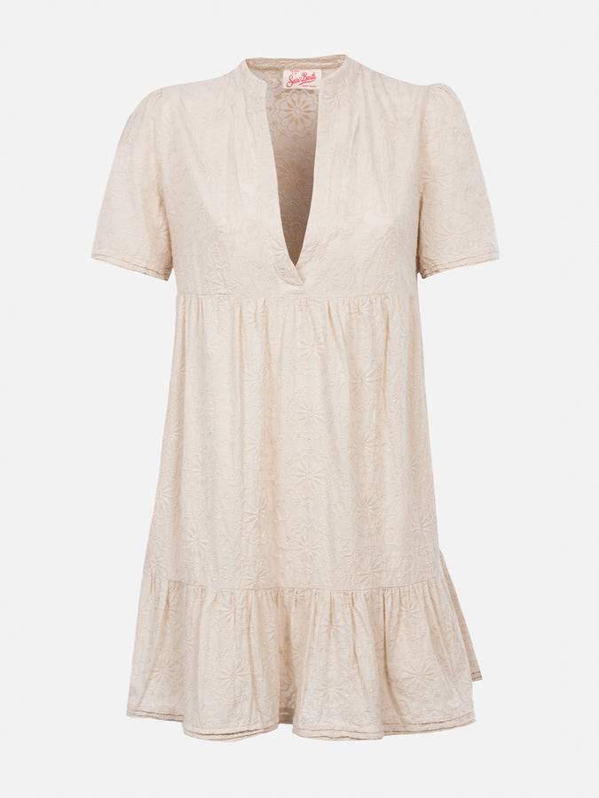 Mc2 Saint Barth Woman Sangallo Lace Cotton Short Dress Siara