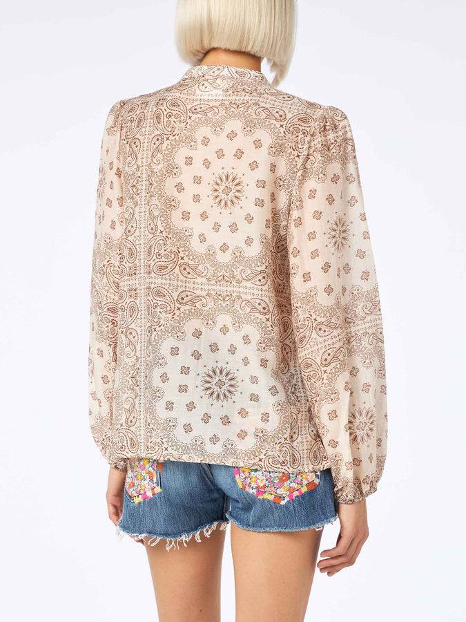 Mc2 Saint Barth Woman Silk Voile Blouse Harper With Bandanna Print