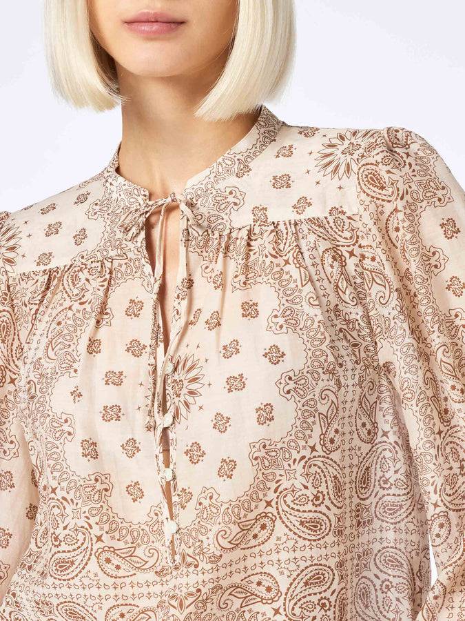Mc2 Saint Barth Woman Silk Voile Blouse Harper With Bandanna Print