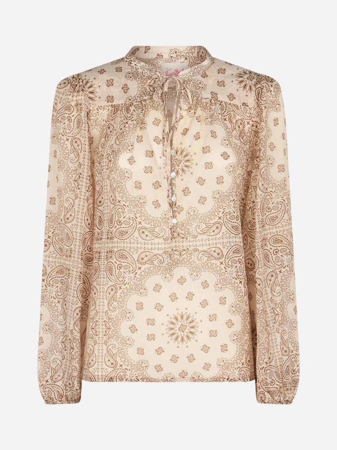 Mc2 Saint Barth Woman Silk Voile Blouse Harper With Bandanna Print