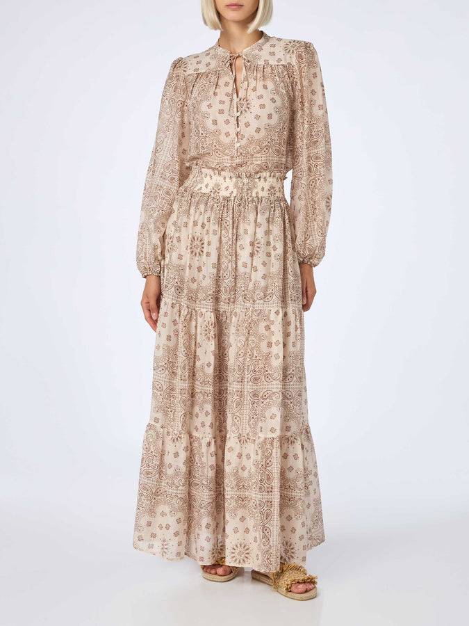 Mc2 Saint Barth Woman Silk Voile Pleated Long Skirt Cheyenne