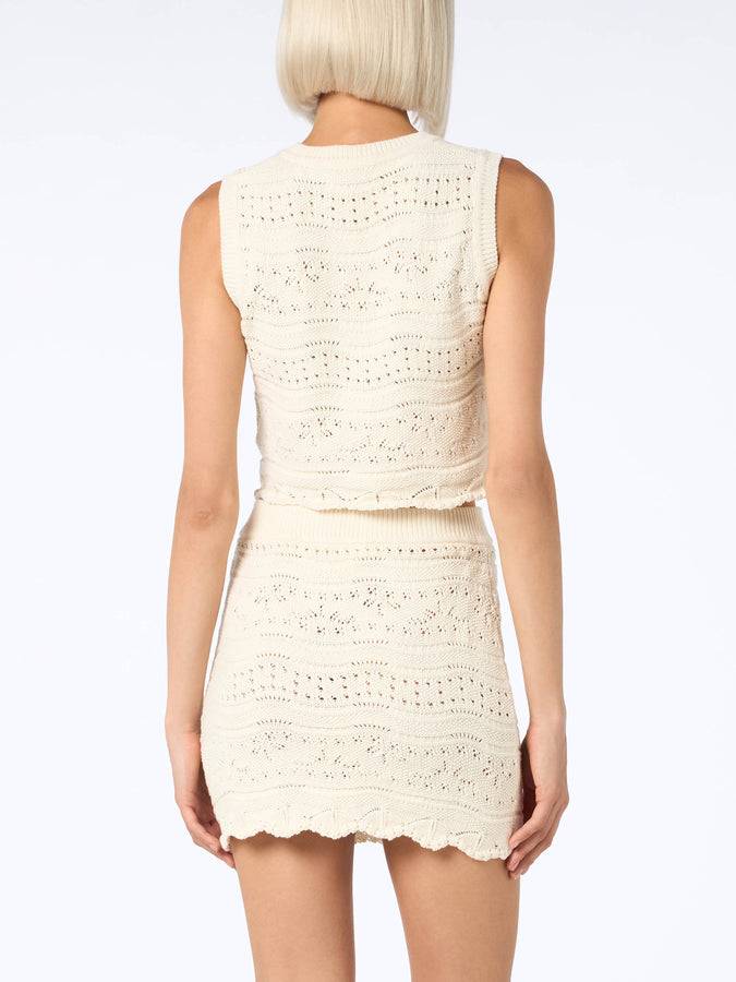 Mc2 Saint Barth Woman Sleeveless Cotton Knit Top Peach