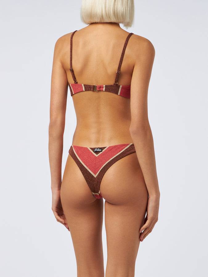 Mc2 Saint Barth Woman Striped Lurex Scoop Bralette Bikini May Romy