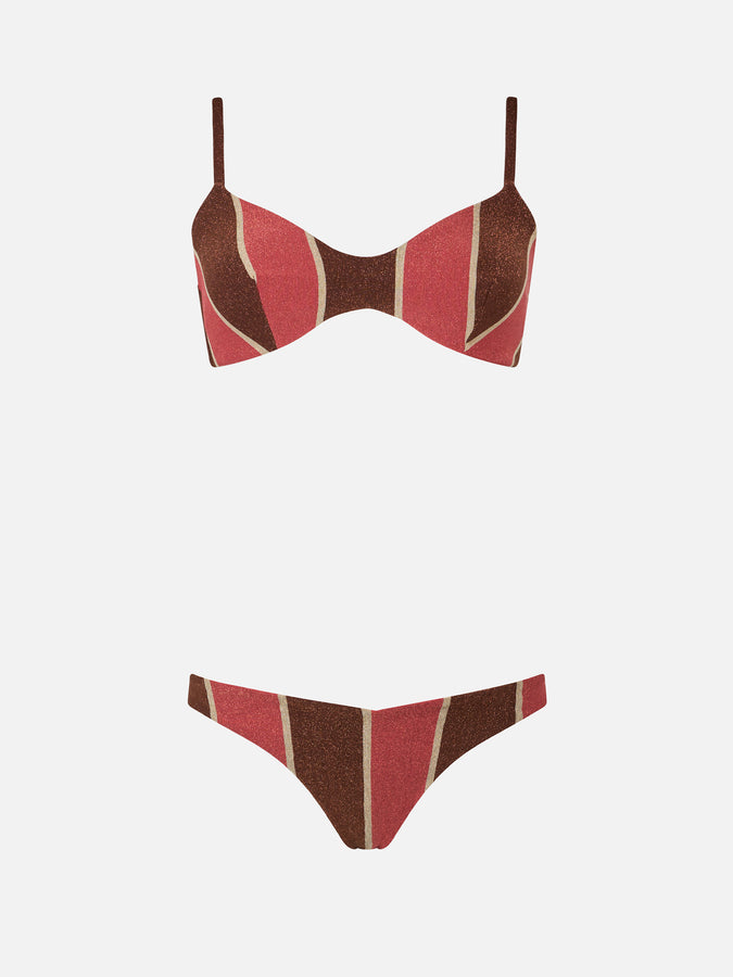 Mc2 Saint Barth Woman Striped Lurex Scoop Bralette Bikini May Romy
