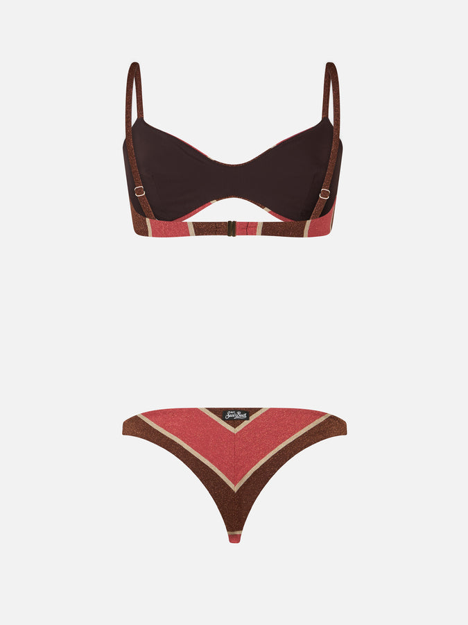 Mc2 Saint Barth Woman Striped Lurex Scoop Bralette Bikini May Romy