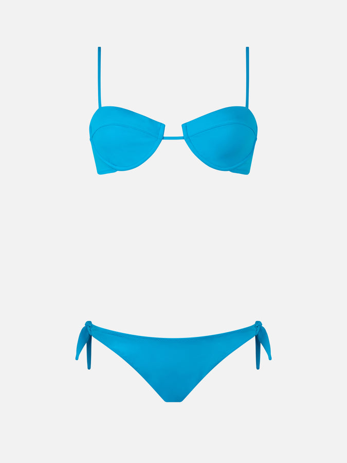 Mc2 Saint Barth Woman Turquoise Underwired Bralette Bikini Salina Yali