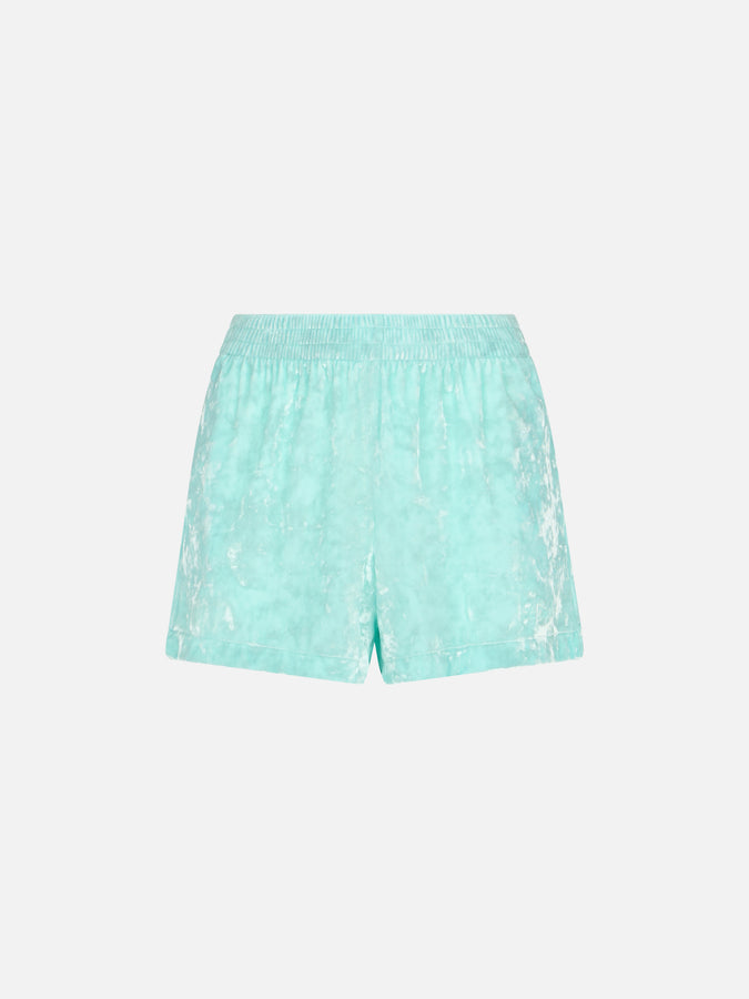 Mc2 Saint Barth Woman Water Green Chenille Pull Up Shorts Cate