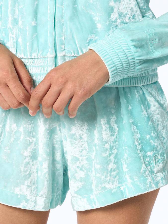 Mc2 Saint Barth Woman Water Green Chenille Zipped Hoodie Jasmine