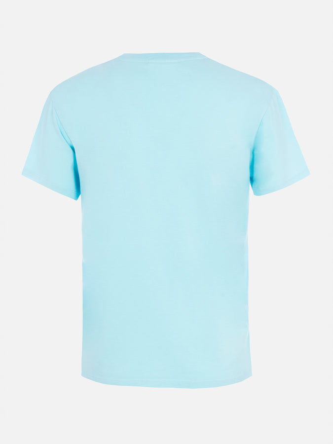 Mc2 Saint Barth Woman Water Green Cotton Jersey Crewneck T-shirt Emilie With Rhinestones