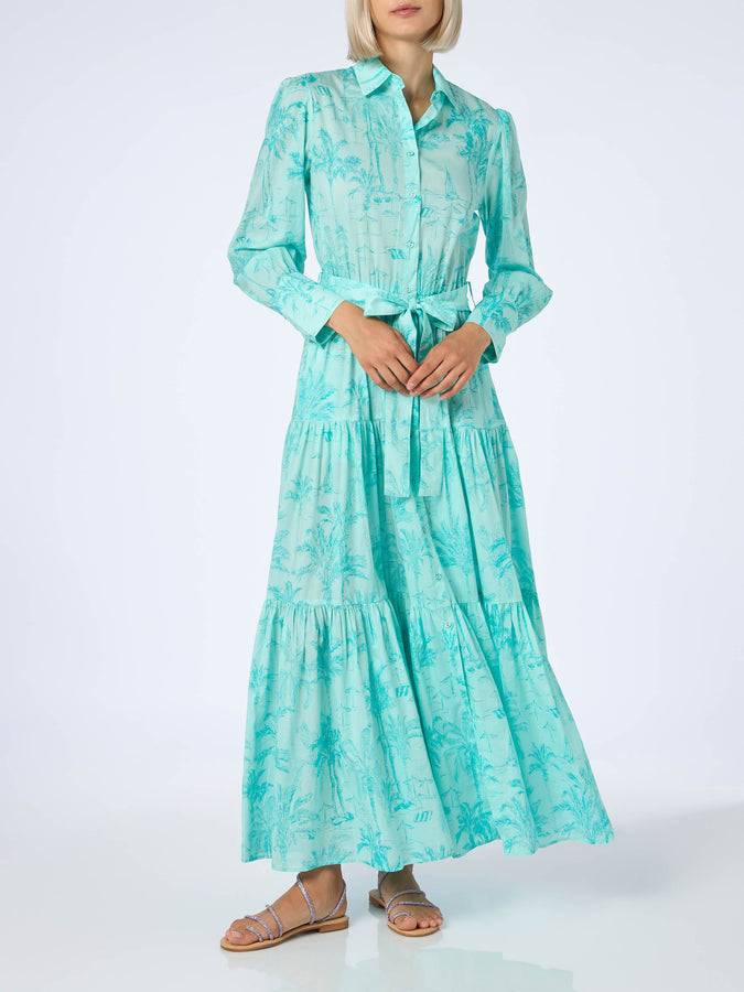 Mc2 Saint Barth Woman water green toile de jouy cotton dress Jensen